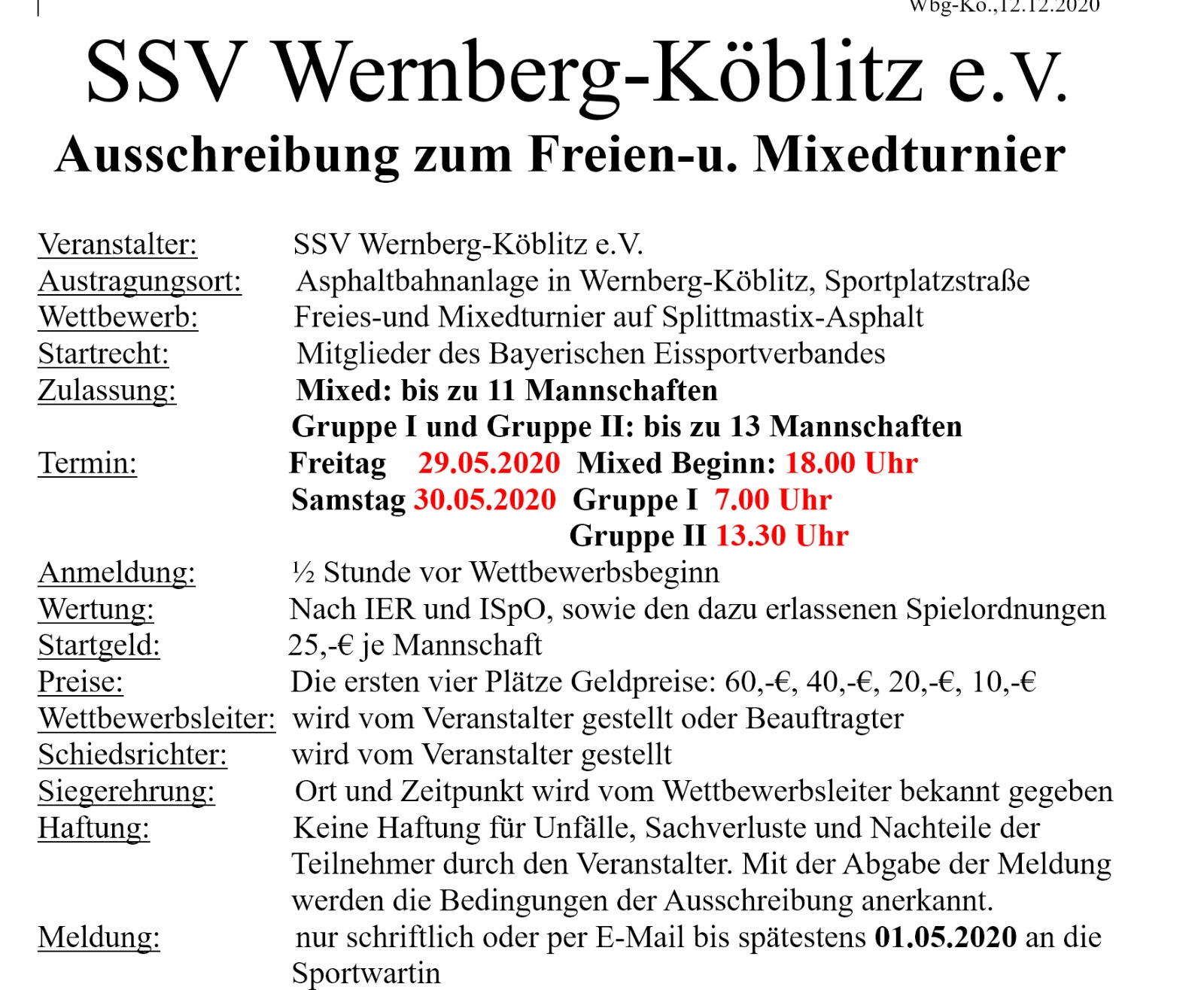 AUS Wernberg Köblitz 2020
