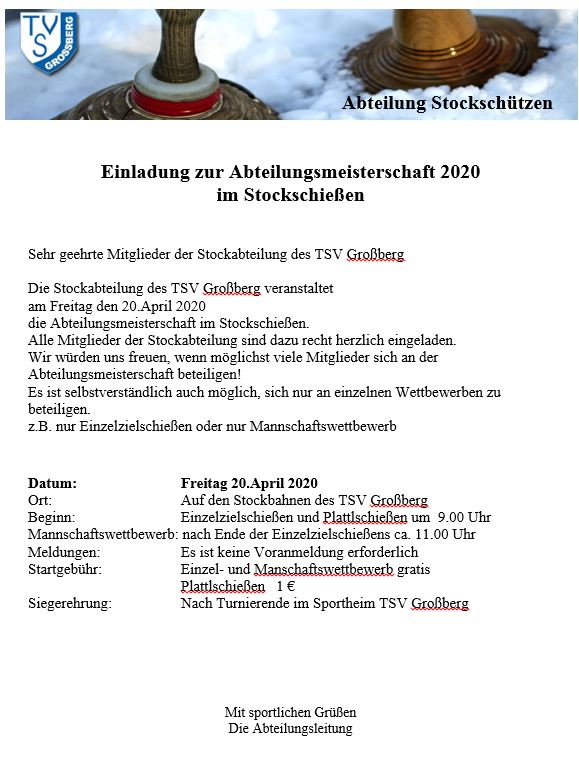 Abteilungsmeisterschaft Großberg2020